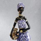 Сувенир полистоун "Африканка Амади с кувшином" синее платье с узорами МИКС 33х9х6,5 см - фото 6386574