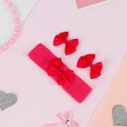 Набор для волос "Лада" (повязка, 2 зажима) классика глянец, малиновый 5423364