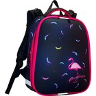 Рюкзак каркасный школьный 38 х 30 х 16 см, эргономичная спинка, Stavia "Фламинго мини", чёрный/синий/розовый - фото 2616137