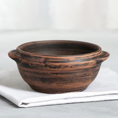 Бульонница «Борщ», гладкая, красная глина, 0.6 л