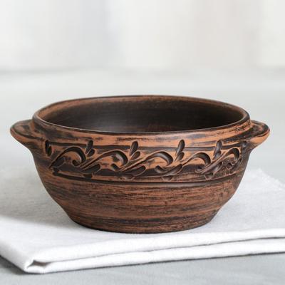 Бульонница «Борщ», декор, красная глина, 0,6 л