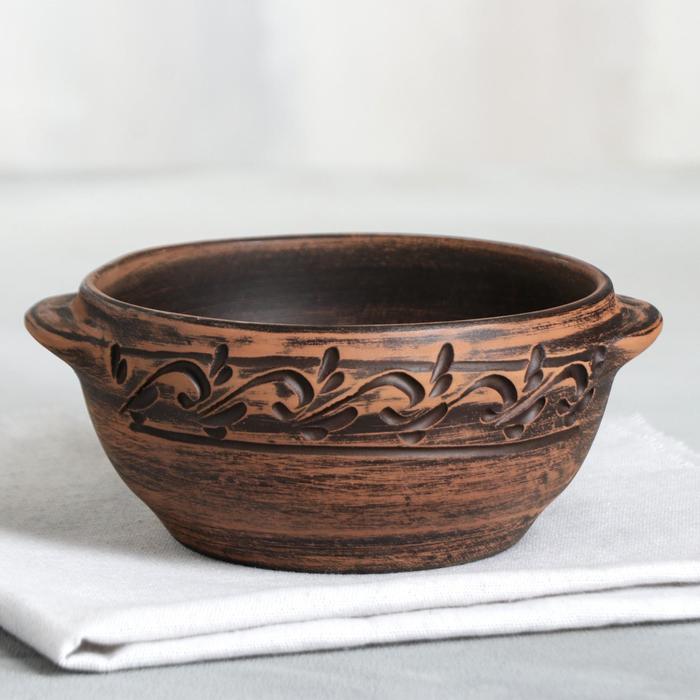 Бульонница «Борщ», декор, красная глина, 0,6 л - Фото 1