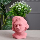 Кашпо "Голова девушки", розовый цвет, керамика, 23 см - Фото 1