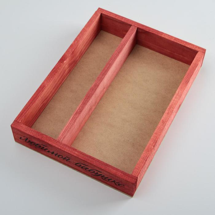 Кашпо деревянное 25.5×20×5 см "Любимой бабушке", красный - фото 1901349340
