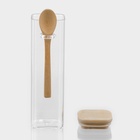 Банка для сыпучих «Эко», 550 мл, 6.2×20.5 см, с бамбуковой крышкой, с ложкой, стекло, прозрачная - Фото 2
