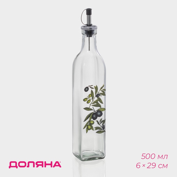 Бутылка для соусов и масла Доляна «Олива», 500 мл, 6×29 см, стекло, прозрачная - Фото 1