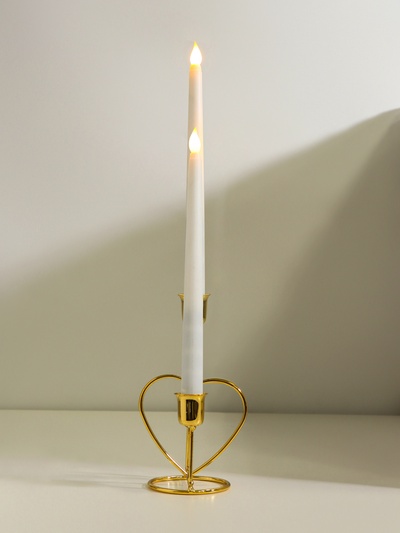 Подсвечник на 2 свечи «Сердце», d=2.5 см под золото, 17.5×10×8 см