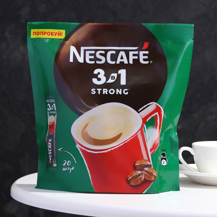 Кофе растворимый Nescafe 3 в 1, Strong, 14,5 г - Фото 1