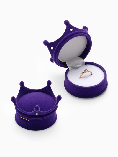 Футляр под серьги, кулон, кольцо «Корона», бархатный, 5.5×5.5×4.5 см, фиолетовый