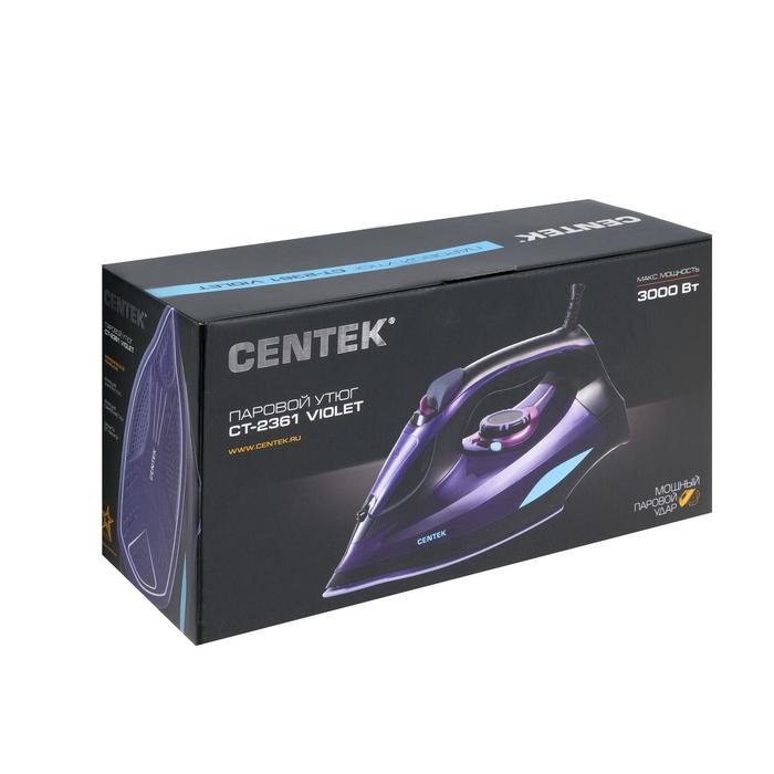 Утюг Centek CT-2361, 3000 Вт, керамическая подошва, фиолетовый/чёрный - фото 51320169