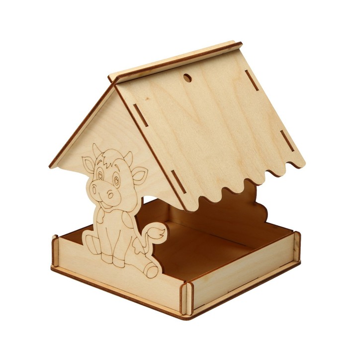 Деревянная кормушка-конструктор для птиц «Бычок» своими руками, 15.5 × 15 × 18.5 см, Greengo - фото 1891030135