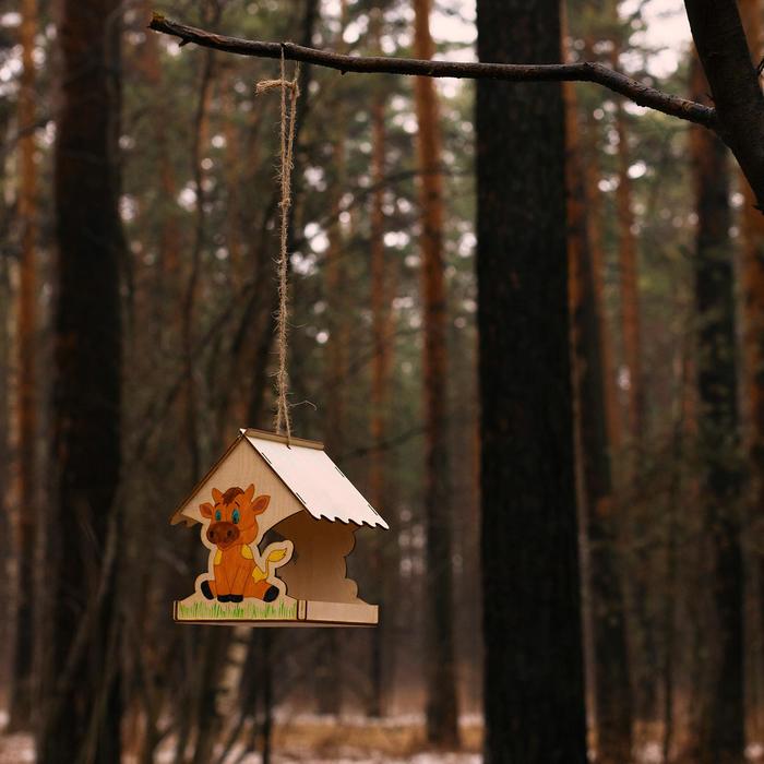 Деревянная кормушка-конструктор для птиц «Бычок» своими руками, 15.5 × 15 × 18.5 см, Greengo - фото 1908656950