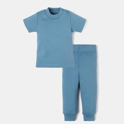 Костюм для мальчика (футболка, брюки) «Крошка Я» BASIC LINE, рост 80-86 см, синий