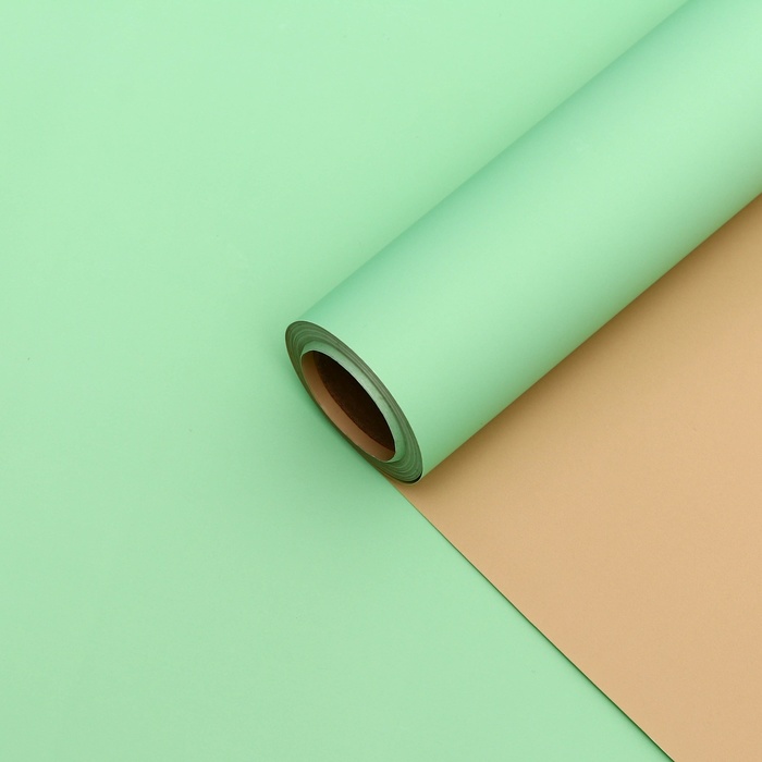 Пленка матовая для цветов и букетов, бежевый, фисташковый, 0.58×10 м - Фото 1