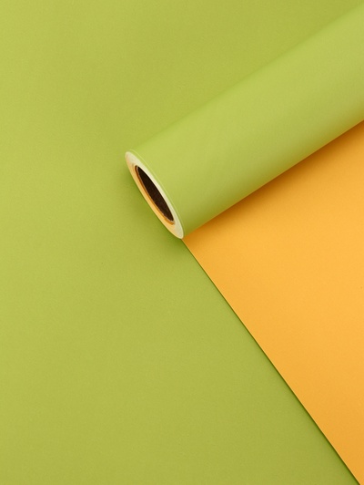 Пленка матовая для цветов и букетов, зеленый, жёлтый, 0.58×10 м