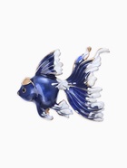 Брошь «Рыбка» петушок, цвет бело-синий в золоте - Фото 1