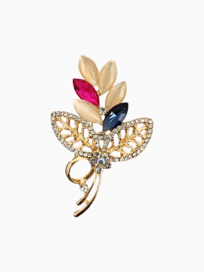 Брошь «Букетик», цветная в золоте