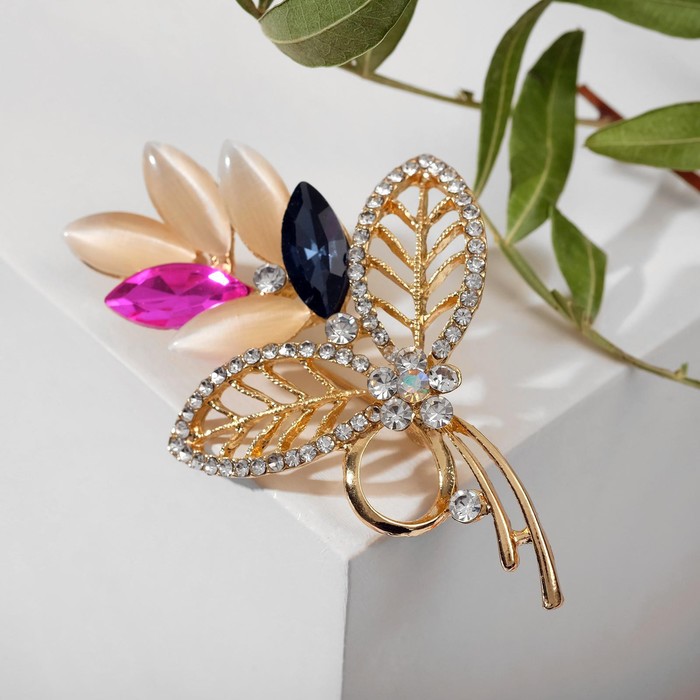 Брошь «Букетик», цветная в золоте - Фото 1