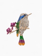 Брошь «Птичка» малышка на ветке, цветная в золоте - Фото 1