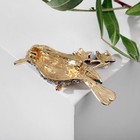 Брошь «Птичка» малышка на ветке, цветная в золоте - Фото 3