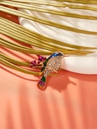 Брошь «Птичка» малышка на ветке, цветная в золоте - Фото 5