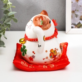 Копилка для денег «Манэки-нэко белый с молоточком», керамика, 11×10.5×9.5 см