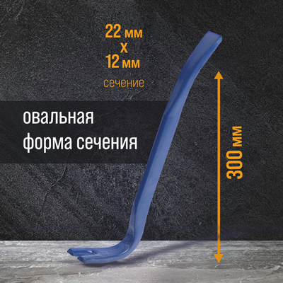 Лом-гвоздодер ТУНДРА, усиленный, 65 сталь, 300×22×12 мм