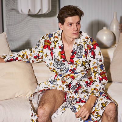 Халат мужской Этель «Настоящий мужчина» рукав 3/4, размер 50-52, вафля 200 г/м², 100% хлопок