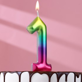 Свеча в торт 'Акварель', цифра 1, 9 см, ГИГАНТ