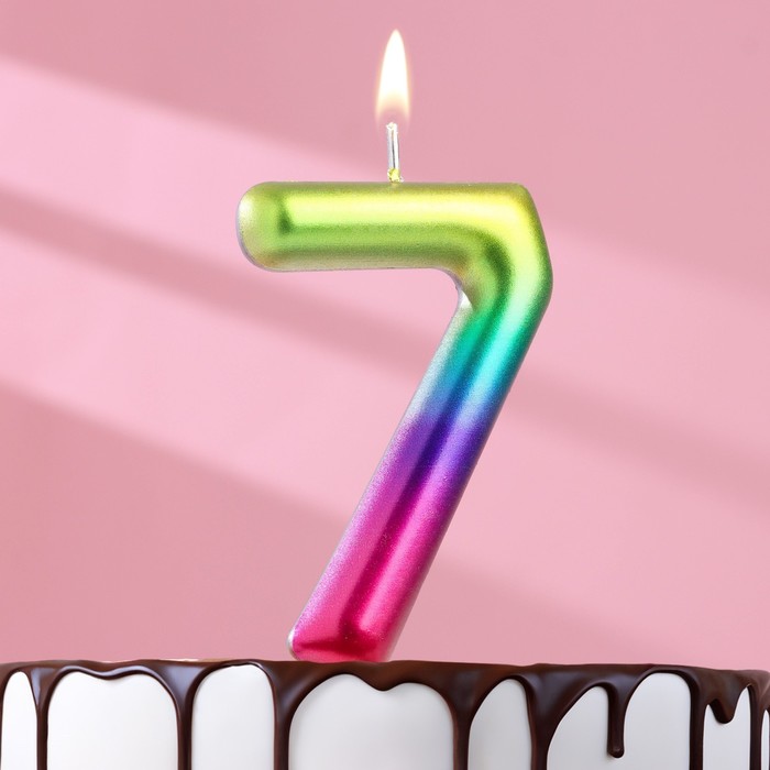 Свеча в торт "Акварель", цифра 7, 9 см, ГИГАНТ - Фото 1