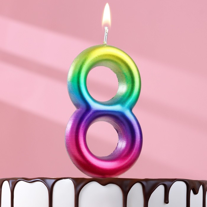 Свеча в торт "Акварель", цифра 8, 9 см, ГИГАНТ - Фото 1