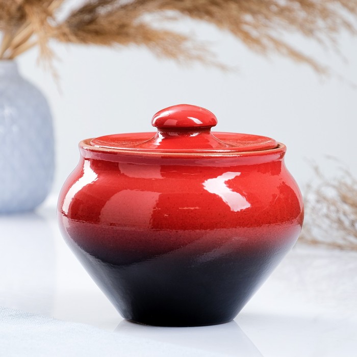 Горшочек для запекания Вятская керамика «Классика», 900 мл, красный - Фото 1