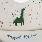 Нагрудник для кормления «Динозаврик» силиконовый с карманом, цвет серый - фото 21213960