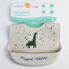 Нагрудник для кормления «Динозаврик» силиконовый с карманом, цвет серый - фото 21213962