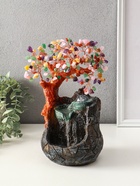 Фонтан настольный от сети, подсветка "Дерево с самоцветами и водопад" 180 камней 26х19х12 см   53921 - фото 809355678