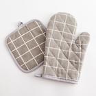 Кухонный набор Доляна «Клетка» цв.серый, прихватка 17×17 см, рукавица 26×16 см,100% п/э - Фото 2