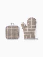 Кухонный набор Доляна «Клетка»: прихватка 17×17 см, рукавица 26×16 см, серый - Фото 2