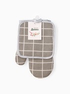 Кухонный набор Доляна «Клетка»: прихватка 17×17 см, рукавица 26×16 см, серый - фото 68052182