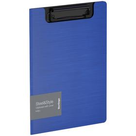 Папка-планшет с зажимом A5+ Berlingo 'Steel&Style', 1800мкм, пластик (полифом), синяя