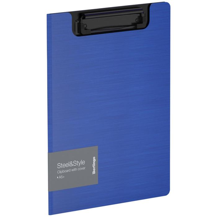 Папка-планшет с зажимом A5+ Berlingo "Steel&Style", 1800мкм, пластик (полифом), синяя - Фото 1