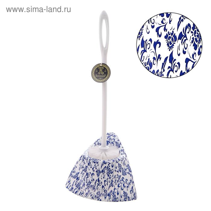 Ершик для унитаза с подставкой угловой "Голубой узор" - Фото 1