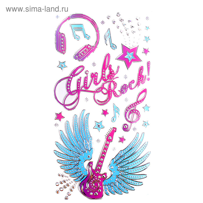 Наклейка интерьерная "Гитара с крыльями" 60х32 см - Фото 1