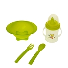 Набор детской посуды «Малыш», 4 предмета: поильник 150 мл, миска 200 мл, ложка, вилка, цвета МИКС - Фото 3