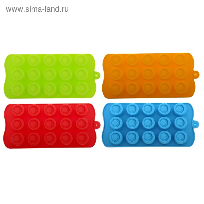 Форма силиконовая для украшений «Круг», 21,5х11,5 см, 15 ячеек, цвет МИКС - Фото 1