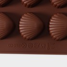 Форма для шоколада Доляна «Ракушки», силикон, 20,5×10,5 см, 15 ячеек (2,7×2,4 см), цвет коричневый - Фото 6