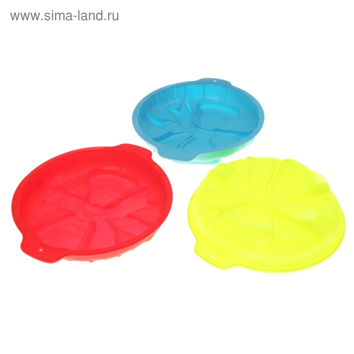 Форма силиконовая для выпечки круглая «Круг с бантом» 30×6 см, цвет МИКС - Фото 1