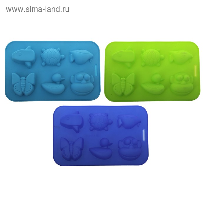 Форма силиконовая для выпечки «Животные», 27×17 см, 6 ячеек - Фото 1