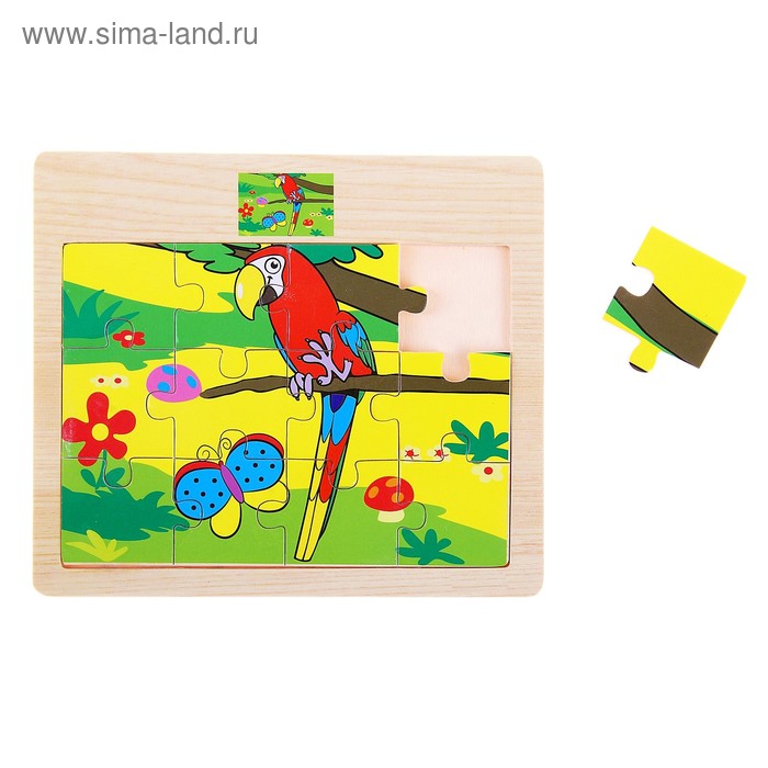 Пазл малый "Попугайчик", 12 элементов - Фото 1