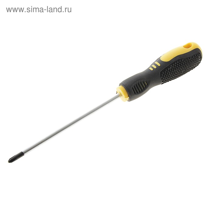 Отвертка крестовая PH1 х 125 мм, комбин. ручка черная с желтыми вставками, подвес - Фото 1