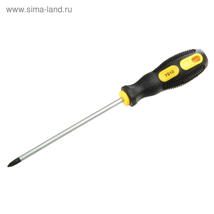 Отвертка крестовая PH1 х 125 мм, подвес, комбинированная ручка черная с желтым - Фото 1